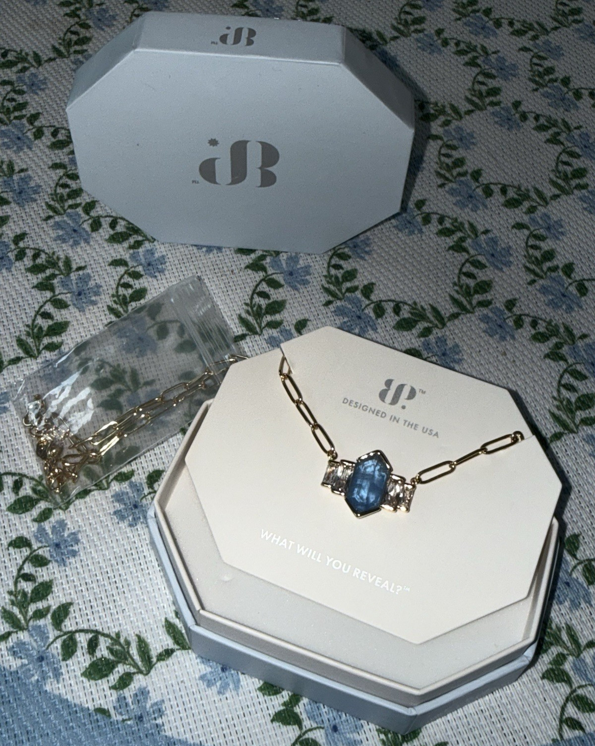 Bomb Party NK93233 Ocean Blue Lab-Created Quartz Bar Necklace 18in Gold Plated