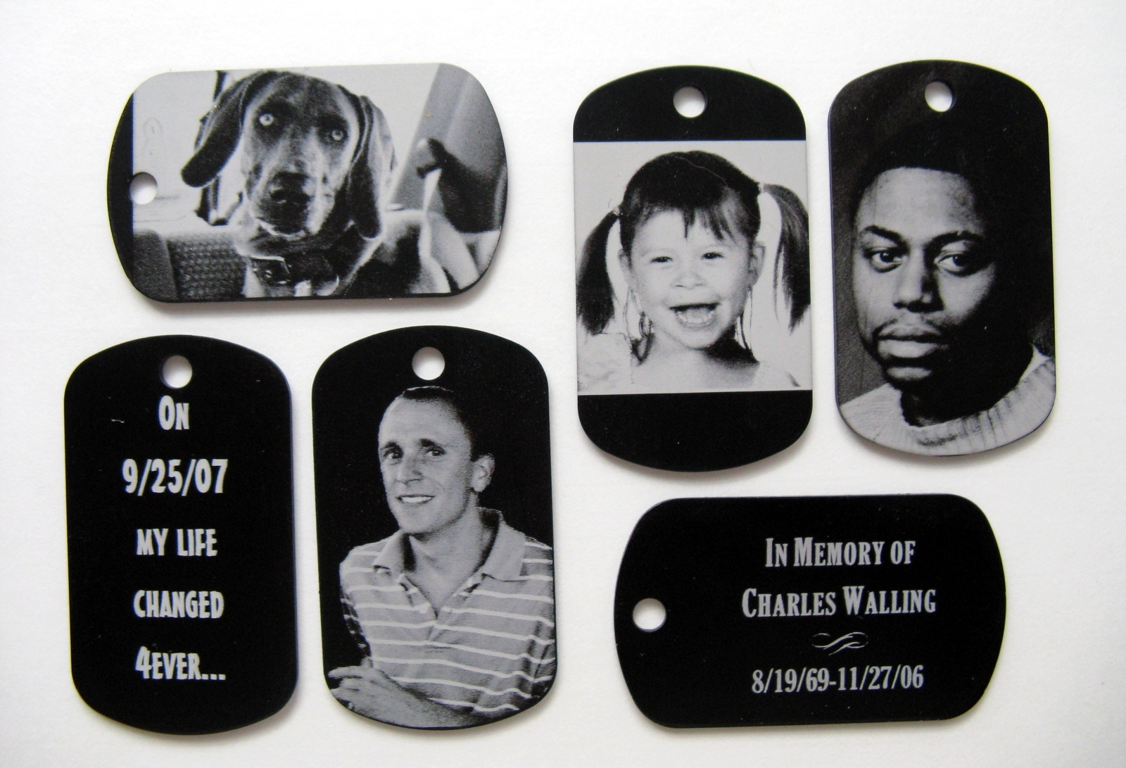 Personalized Metal Photo Dog Tag Necklace/Keychain – Free Custom Engraving