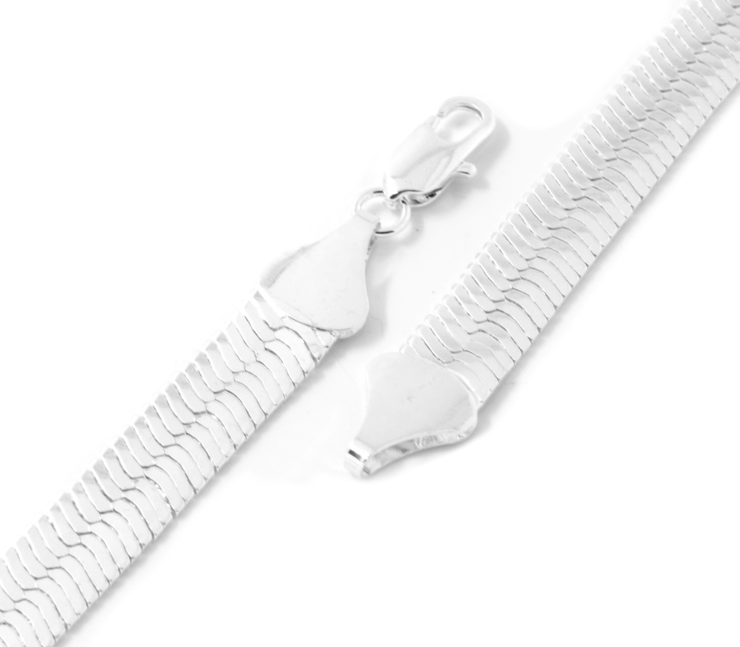 Men & Lady Silver Plated 4mm – 14mm Flat 20″ 24″ 30″ Herringbone Necklace Chain