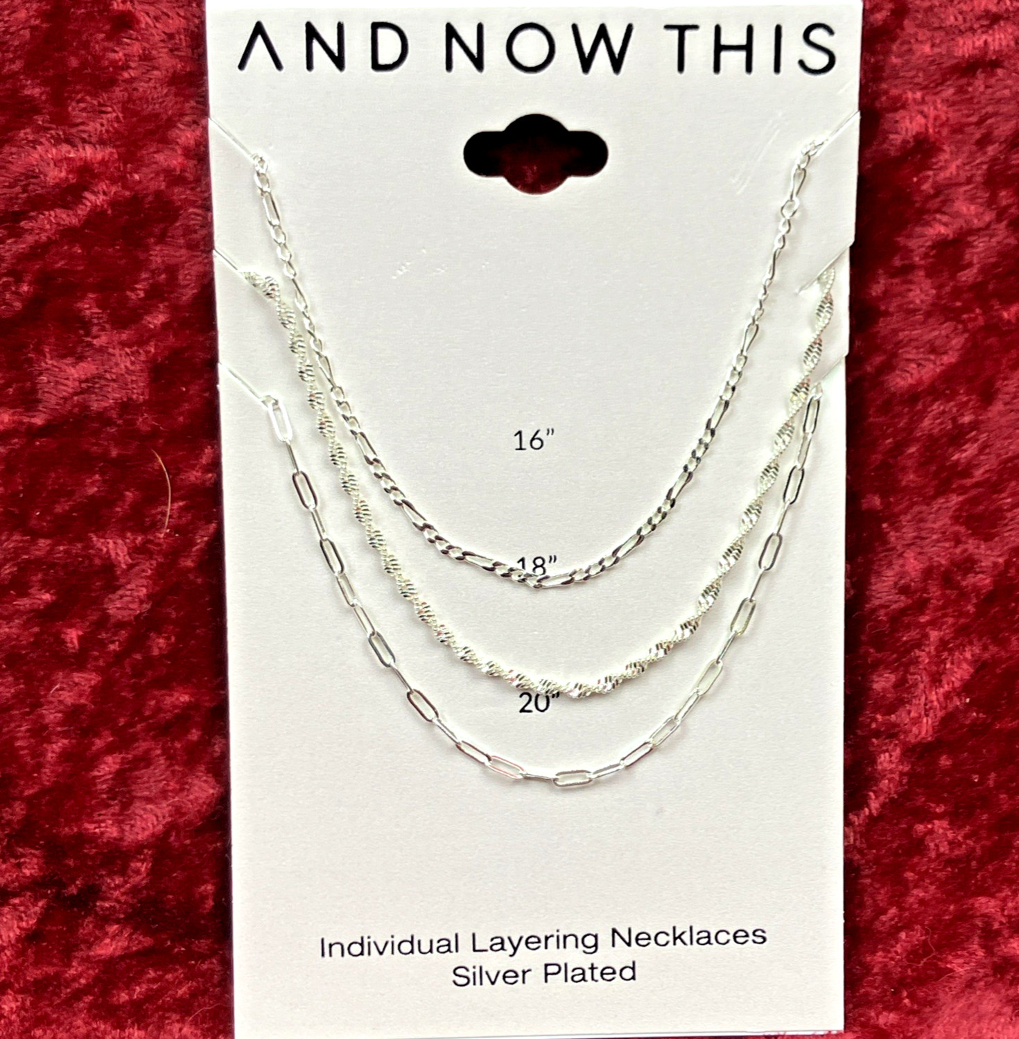 And Now This Silver Plated Layering Necklaces 3 Pcs-16, 18 ,20 In. NWT $50