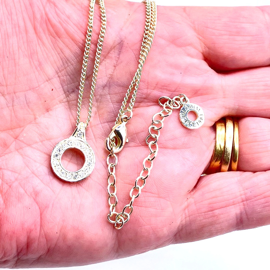 Pilgrim pendant charm necklace silver tone metal 46cm adjustable sparkly Danish