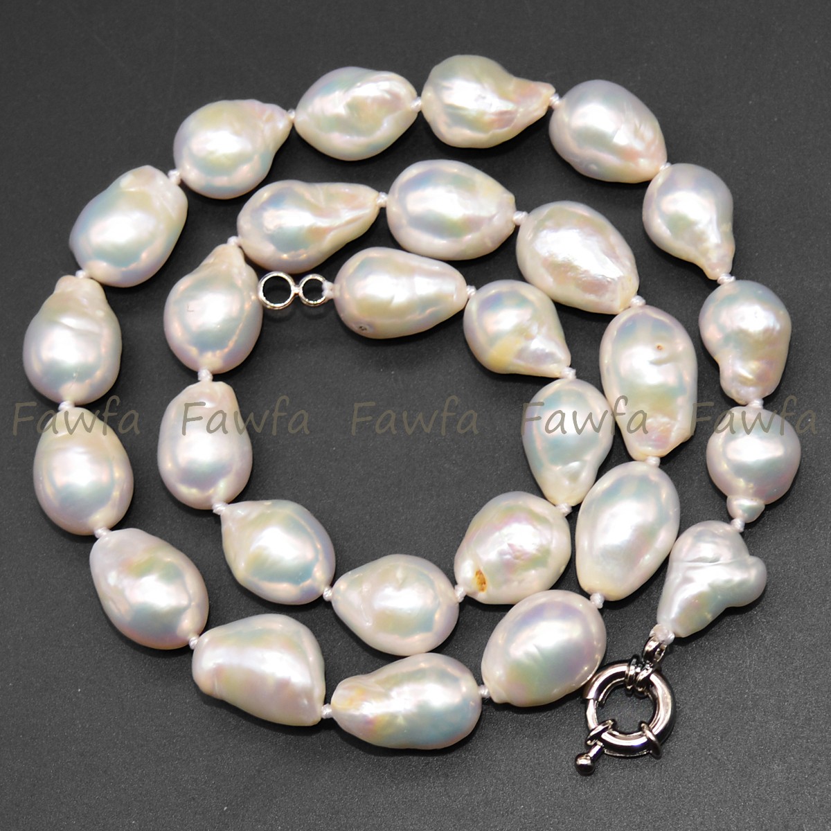 Big 14-16mm Natural Luster White Freshwater Baroque Pearl Necklace 16-36 inches