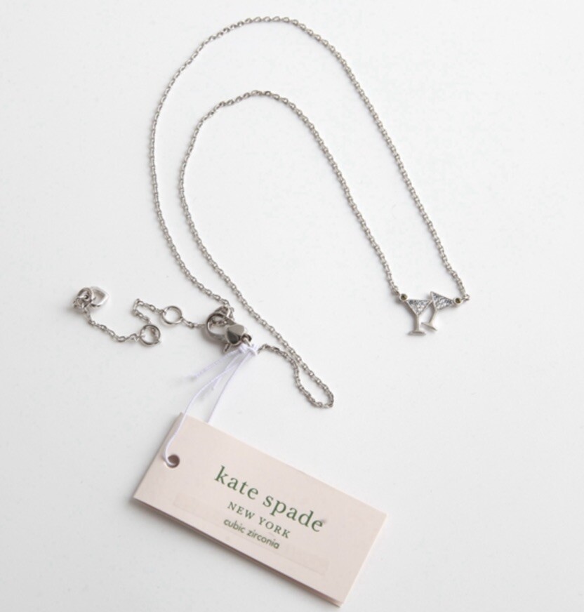 🆕 KATE SPADE ‘SAY YES’ MARTINI PENDANT NECKLACE -NEW W/CARD