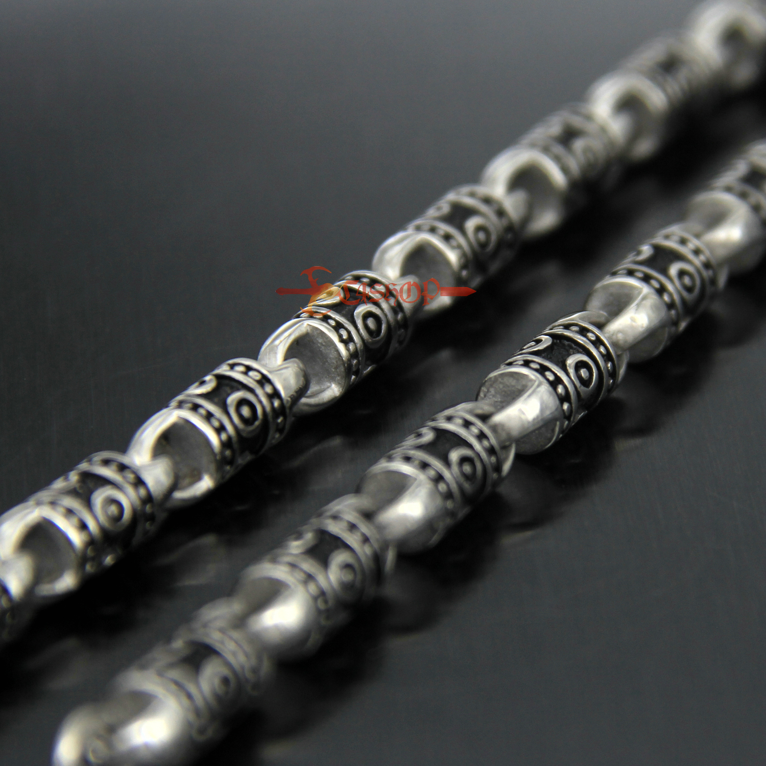 Retro Silver Stainless Steel Tibetan Tribal Totem Chain Necklace Men’s Women’s