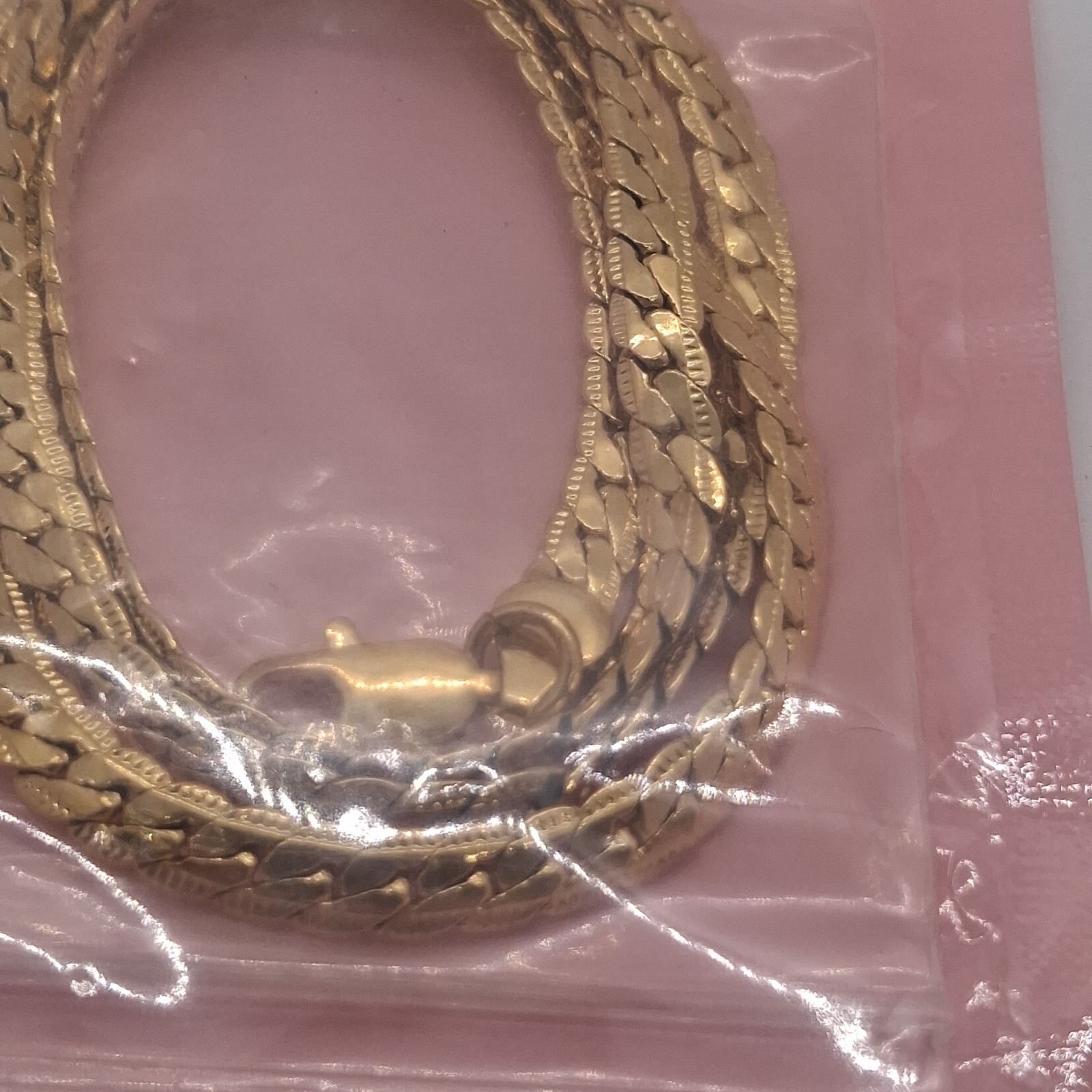 Golden Flat Herringbone Chain Necklace 24 Inch 60cm Snake Bone Link Men Women