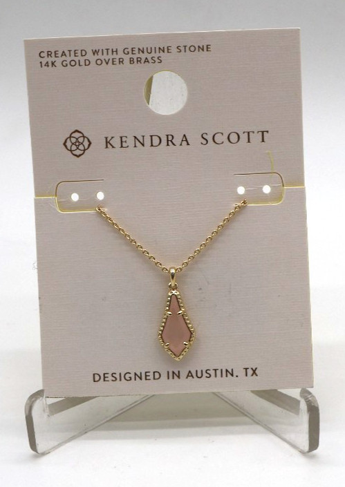 Kendra Scott Jesse Pendant Necklace 14K Gold Over Brass Rose Quartz NWT