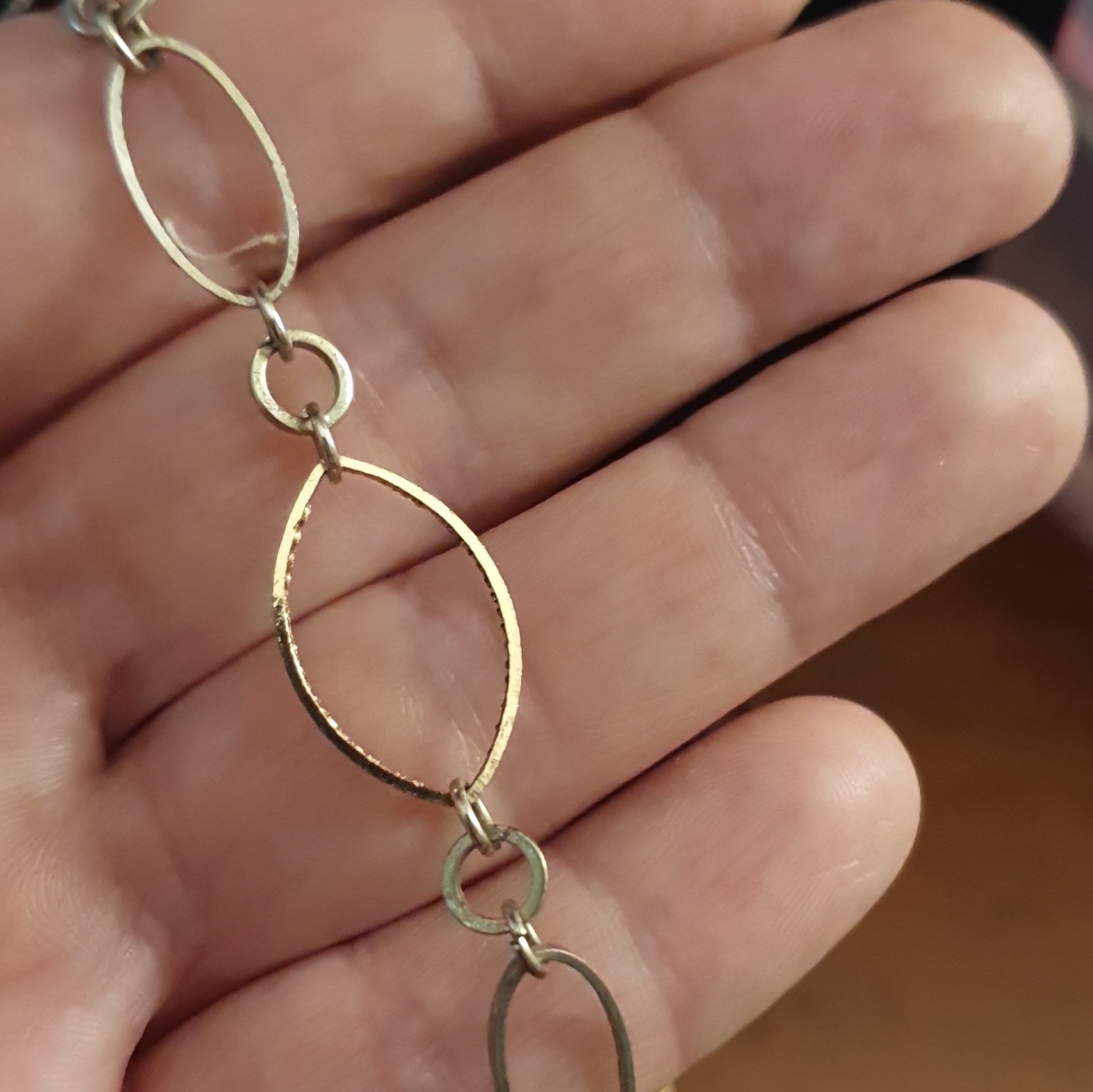 Two-Tone Silver/Gold Tone Metal Oval Link Chain Necklace, 18in Lobster, No Stone