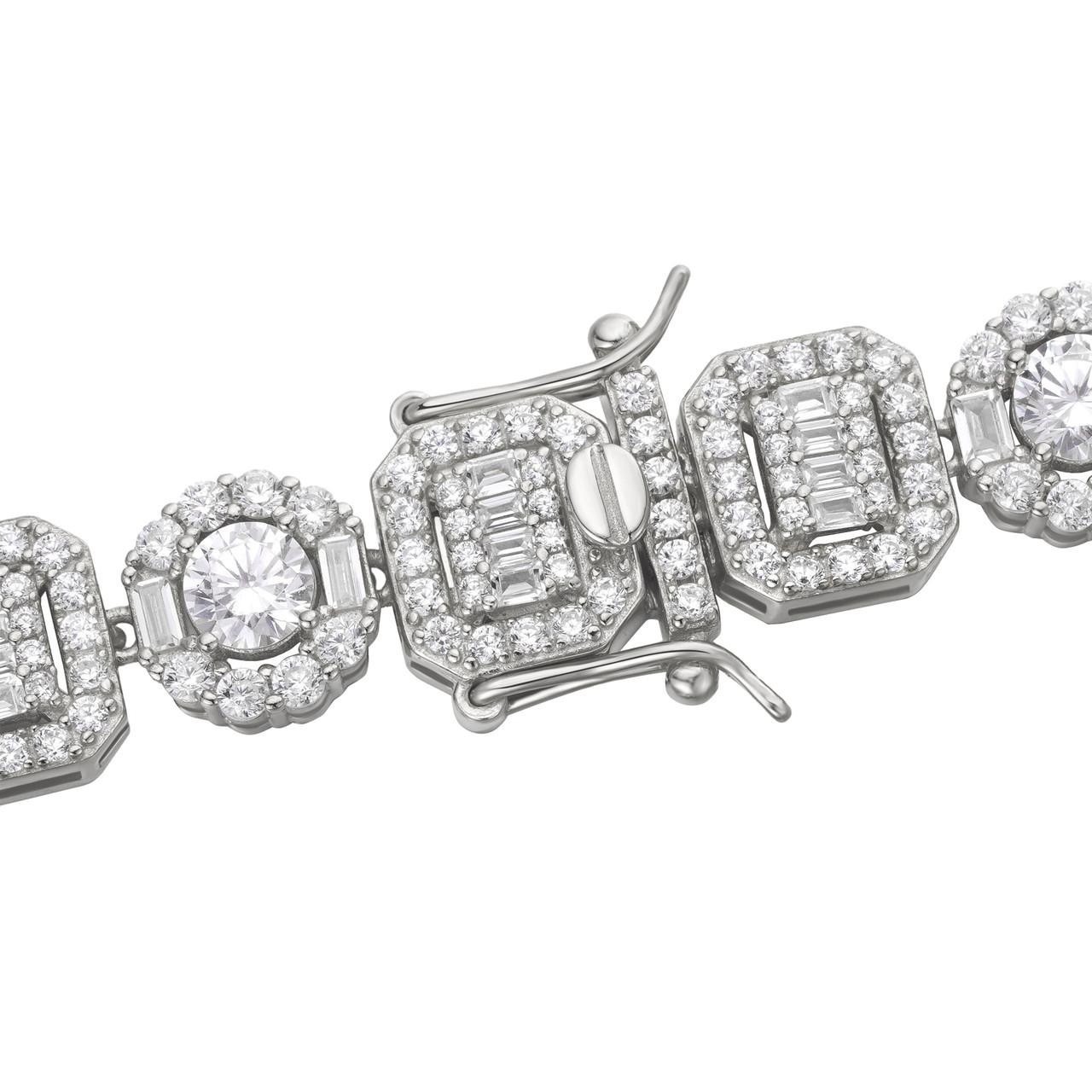 Harlembling Cluster Tennis Link Chain Necklace Iced Out CZ Stones – 925 Silver