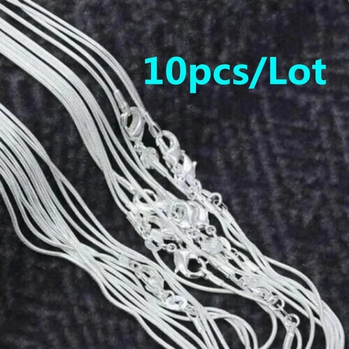 10PCS 925 Sterling Silver Chains Wholesale 1mm Necklace 16-30 Inch Jewelry Lot