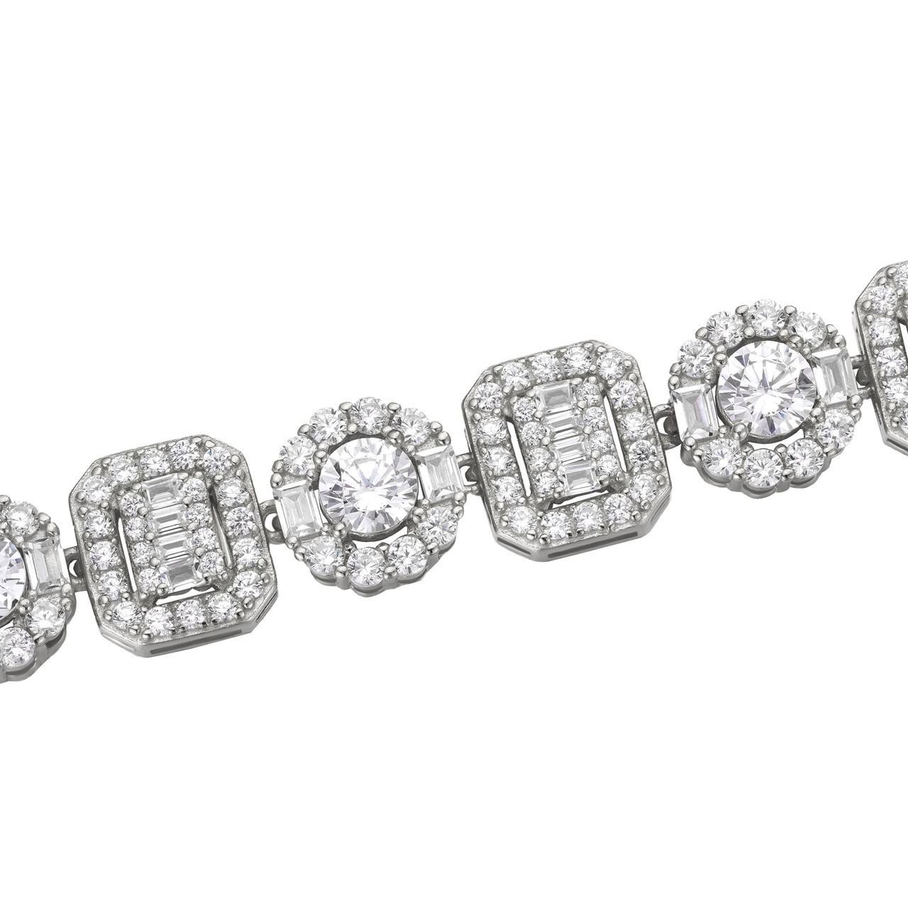 Harlembling Cluster Tennis Link Chain Necklace Iced Out CZ Stones – 925 Silver
