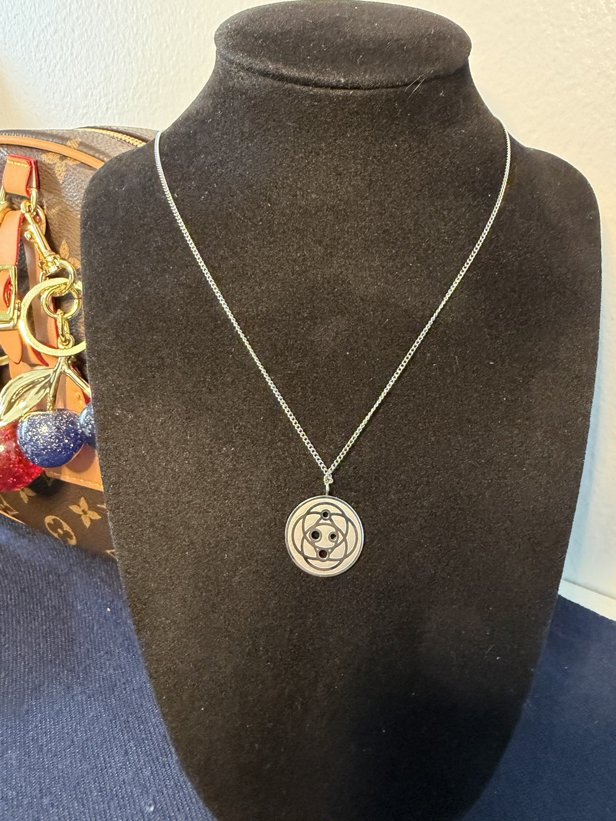 Authentic Harmoni Button Disc Pendant Necklace – Silver Finish