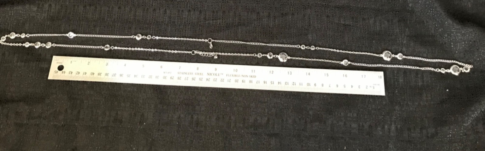 15 in – 26 in Silver Necklace w/ 20 Clear Crystals