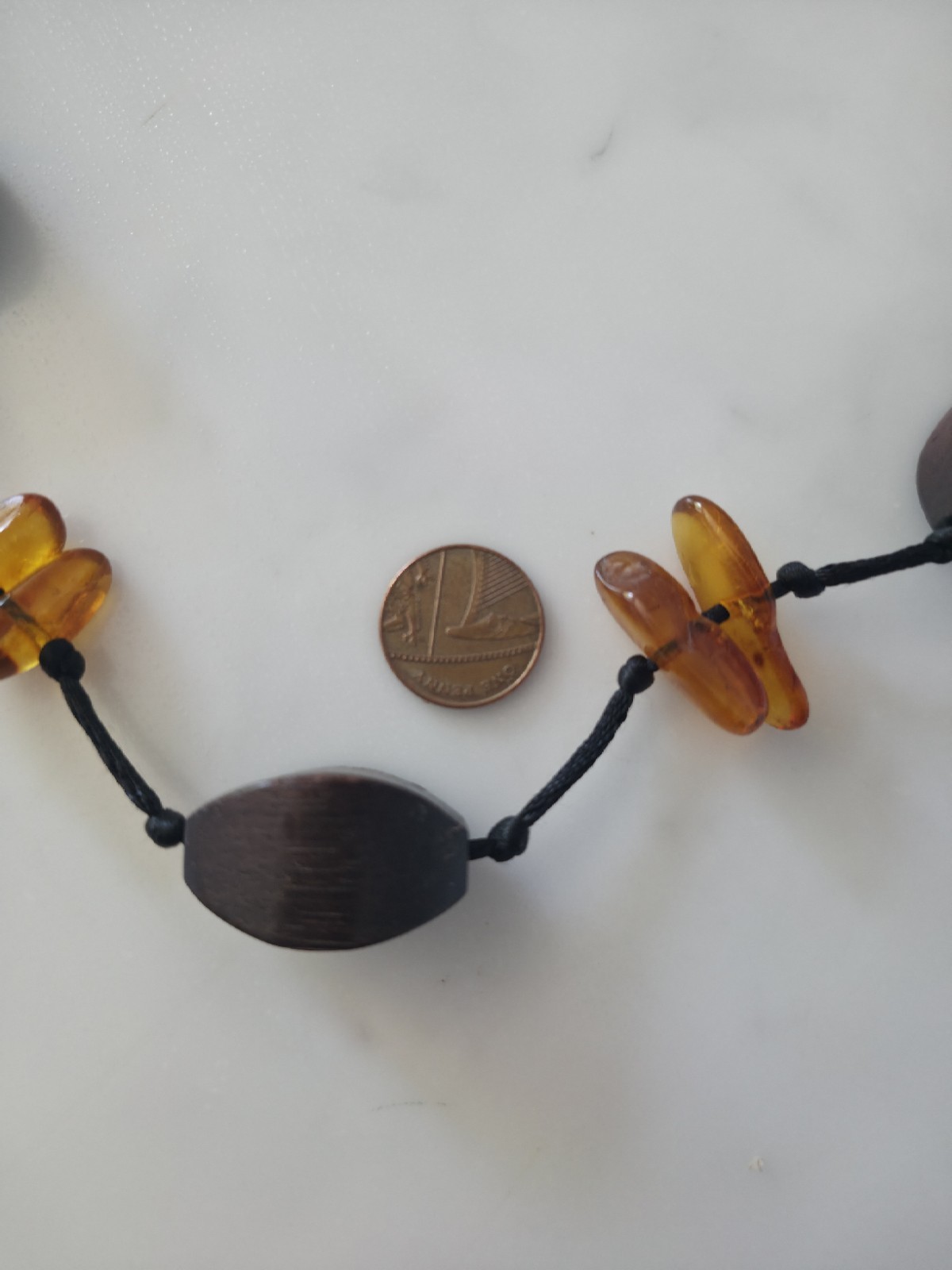 Stunning Wooden And 100% Baltic Amber Beaded Style Long Necklace.