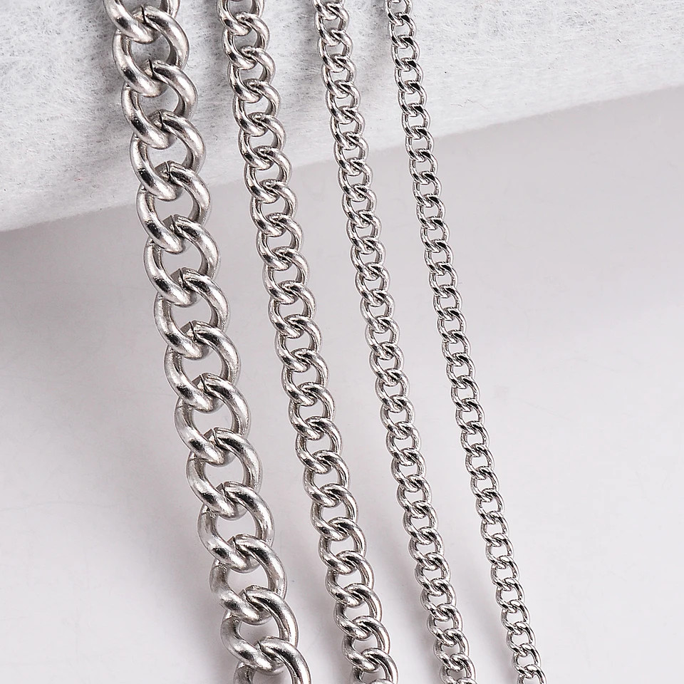 Stainless Steel Link Chain Necklace Silver Tone 1.5mm 2mm 3mm 4.5mm Jewelry
