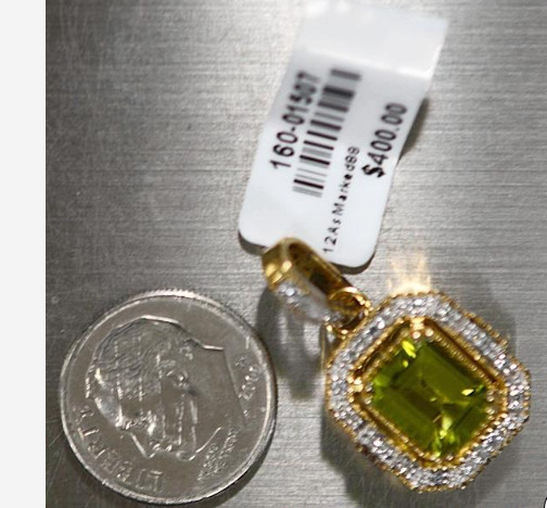 14K Yellow Gold Plated 2.49Ct Peridot .17 Ctw Lab Grown Diamond Necklace Pendant