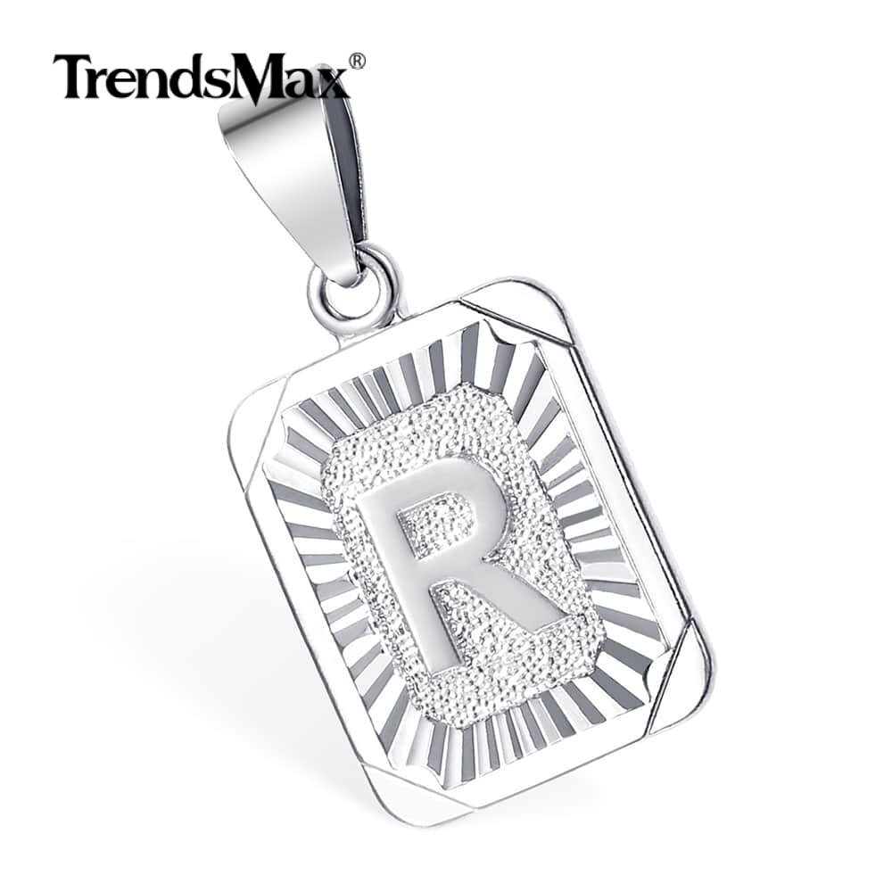 Silver Plated Initial 26 Letter A-Z Charm Pendant Necklace 18″-22″ Female Male