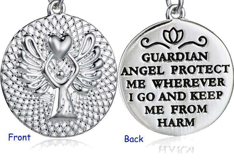 GUARDIAN ANGEL PROTECT HEALTH VIRUS pendant 18″ Sterling silver 925 necklace