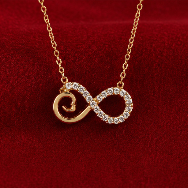 1.00Ct Simulated Diamond Infinity Heart Pendant Necklace 14K Yellow Gold Plated