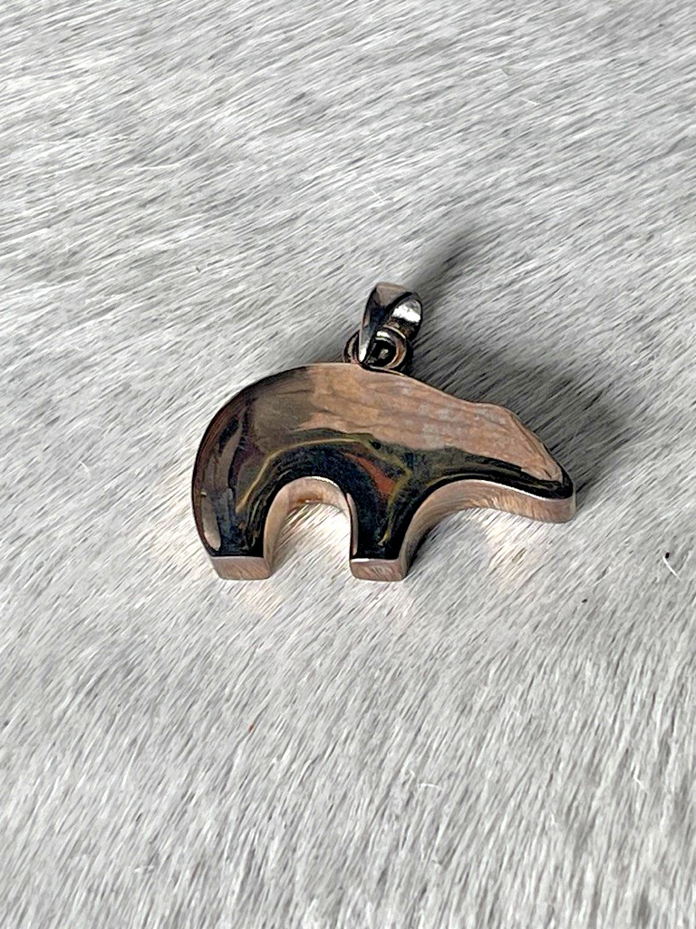 Silver Unisex Bear Pendant 1 x .75 in Silver Small Bail for Chain Polar Grizzly