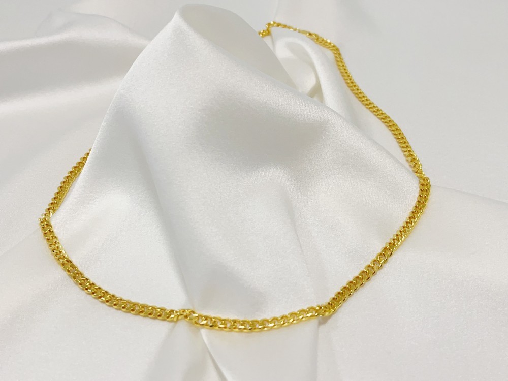 Solid 18K Yellow Gold 4mm Cuban Curb Chain Necklace 22″Italian Made Mens Jewelry