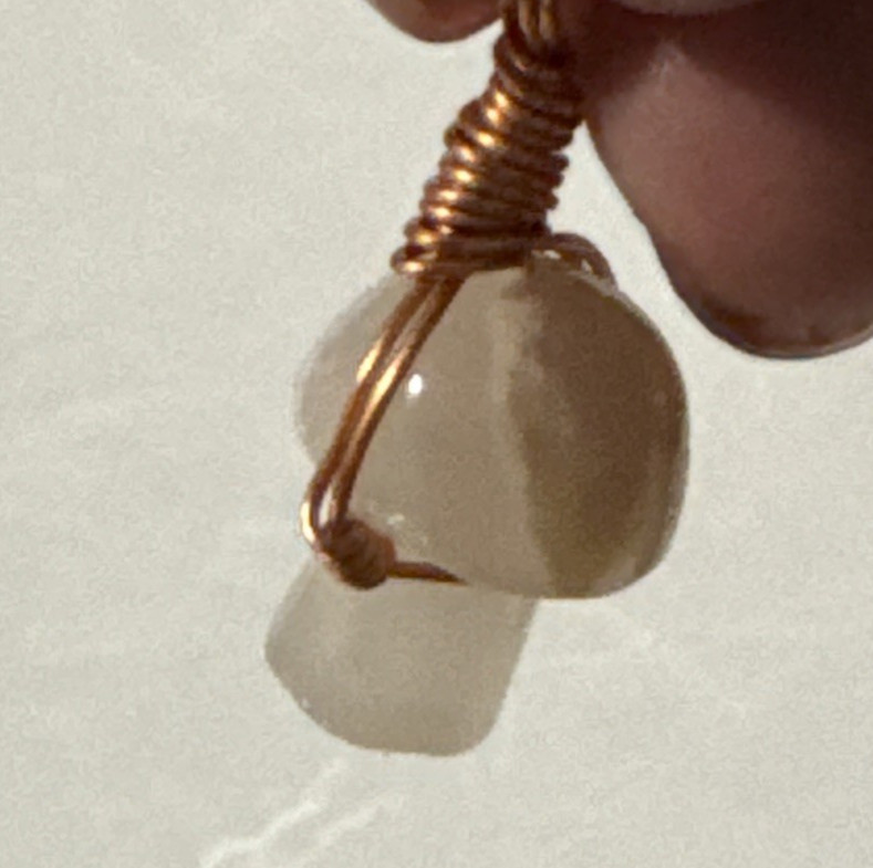 Mushroom Agate Pendant Necklace Jewelry Rose Gold Tone 24″ Chain Genuine Stone