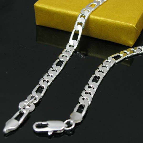 925 STERLING SILVER 3.5 MM FIGARO chain 22″ necklace men women ITALY FREE BOX