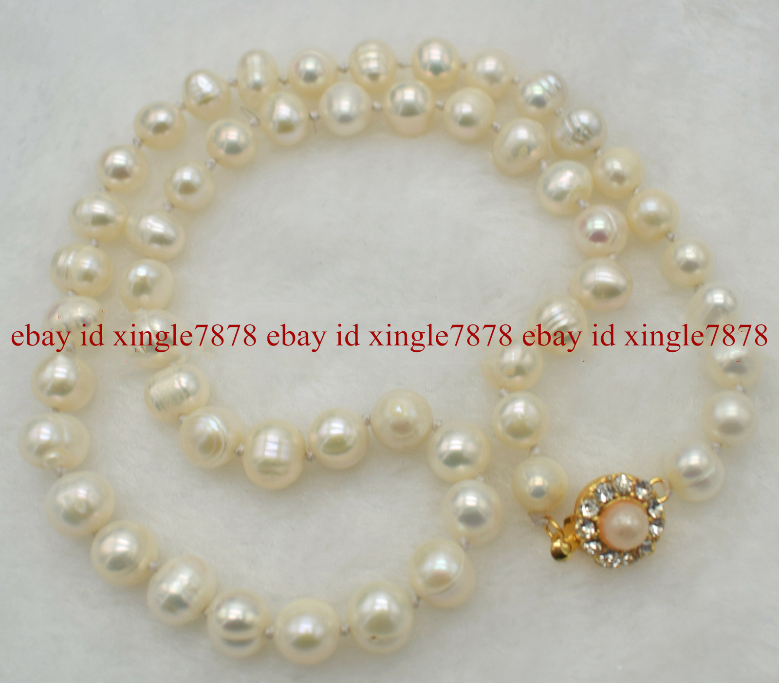 Natural 7-8mm White Real Freshwater Pearl Necklace 20″