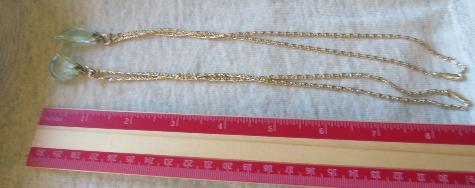 Lot of 2 Clear Glass Beaded Necklaces Silver Tone Chains / Pendants
