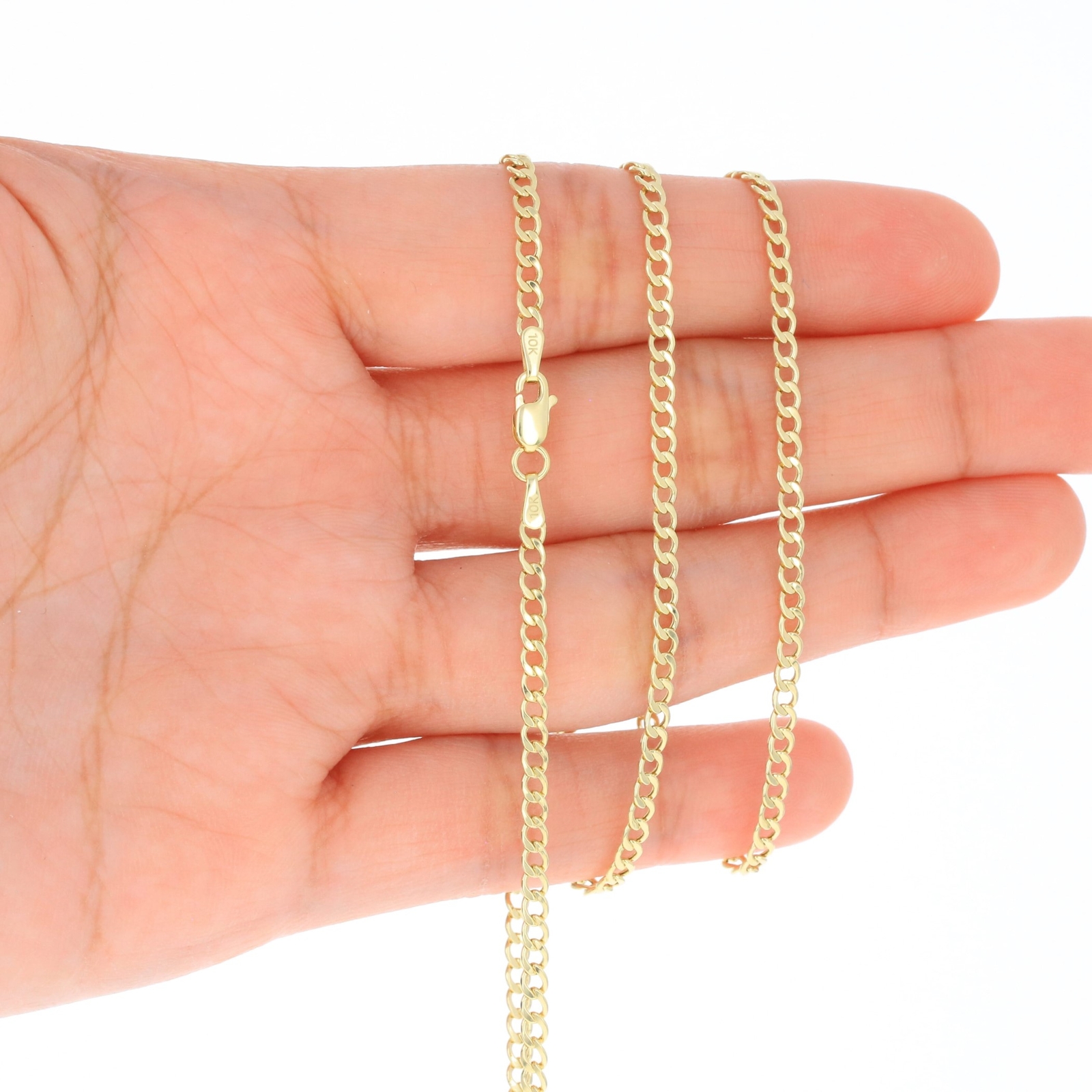 10K Yellow Gold 2mm-7.5mm Curb Cuban Chain Necklace Bracelet Men Women 7″- 30″