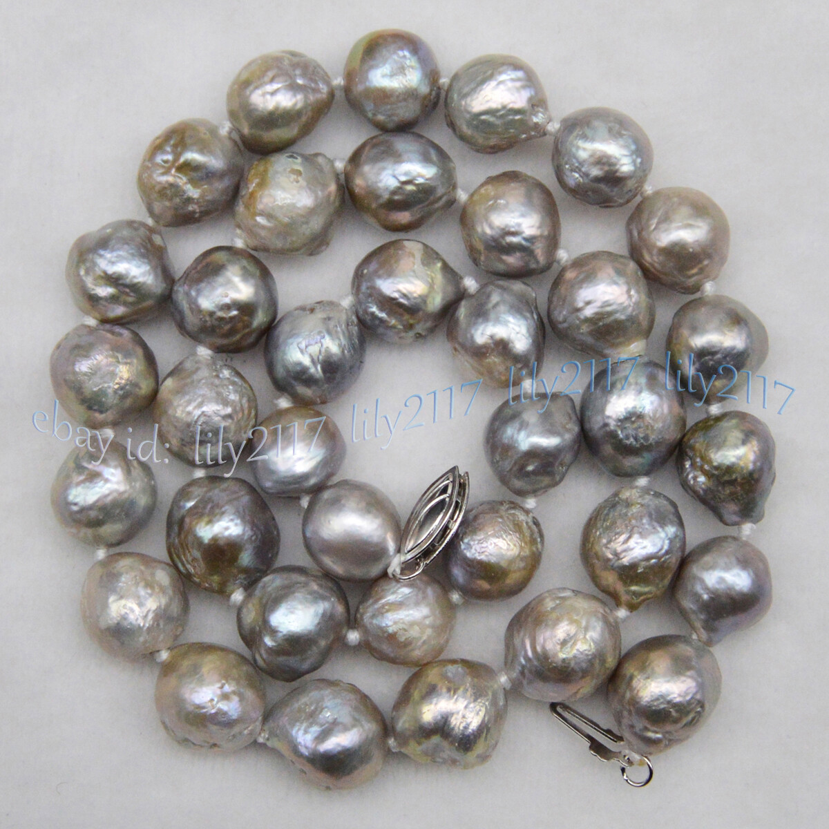10-12mm Real Natural Gray Freshwater Keshi Edison Baroque Pearl Necklace 14-50”