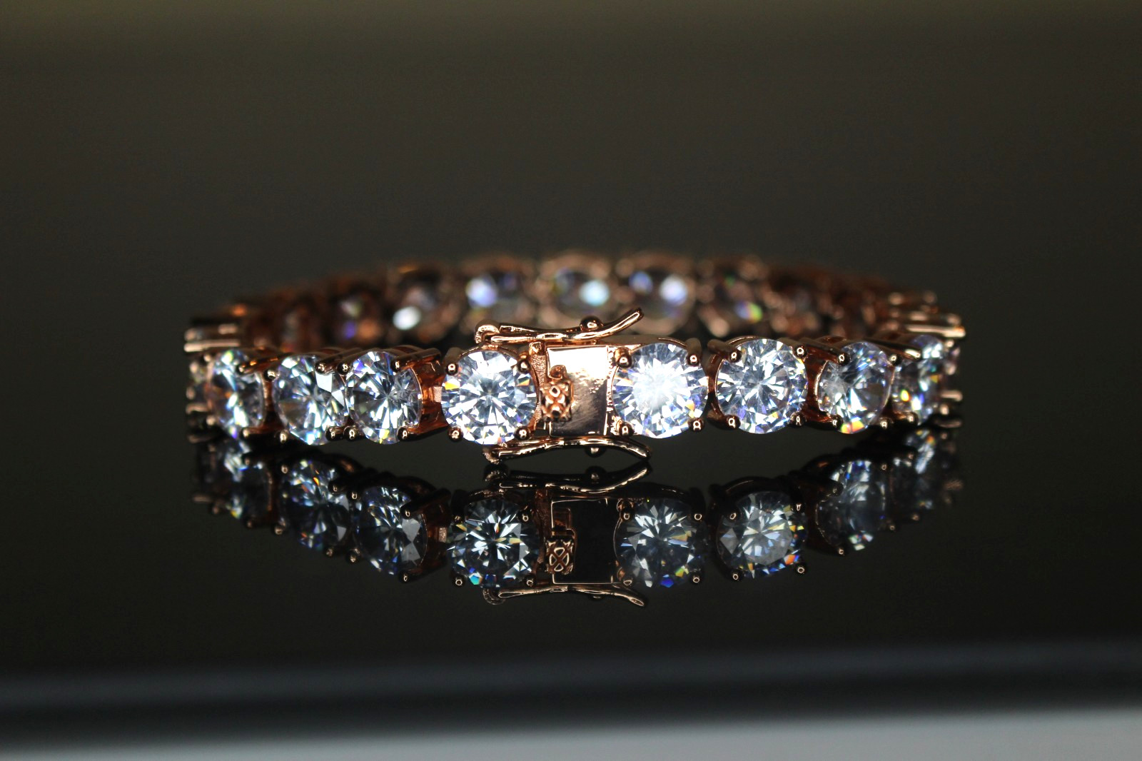 14k STAMPED 8mm MASSIVE XXL Tennis Bracelet 48ct Lab Sim VVS Diamonds ROSE GOLD