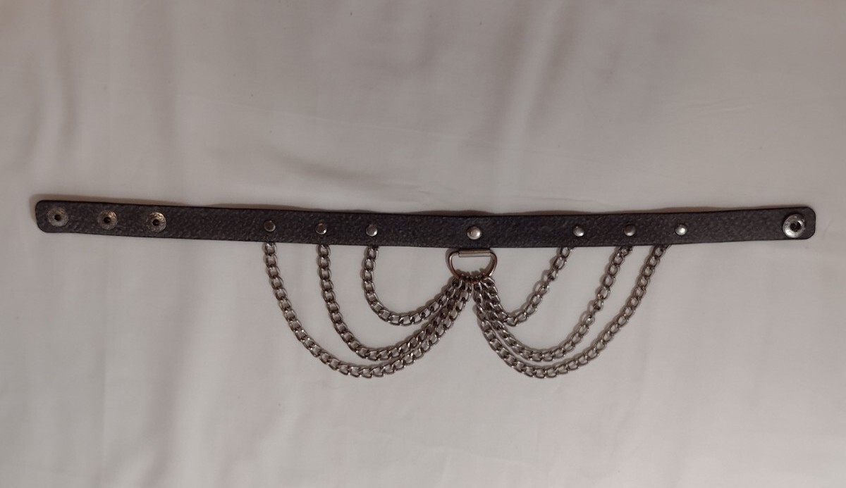 Faux Leather Choker Chain Necklace Small Adjustable Snaps