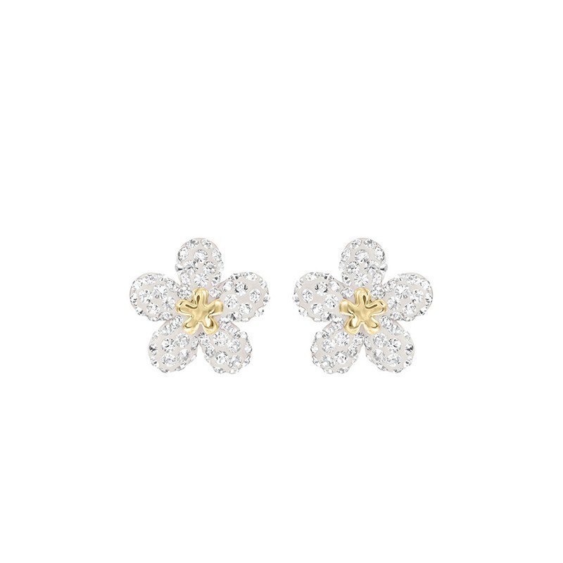 Swarovski Elements Crystal Tough Flower Necklace & Earrings, Chic Floral Jewelry