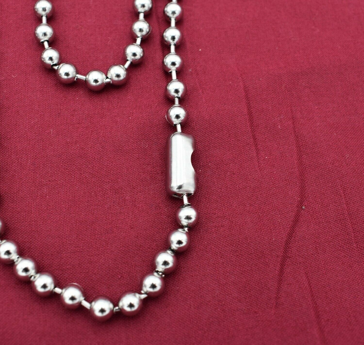 6MM 16″ TO 108 ” STAINLESS STEEL SILVER BALL CHAIN WITH A MILITARY CLASP