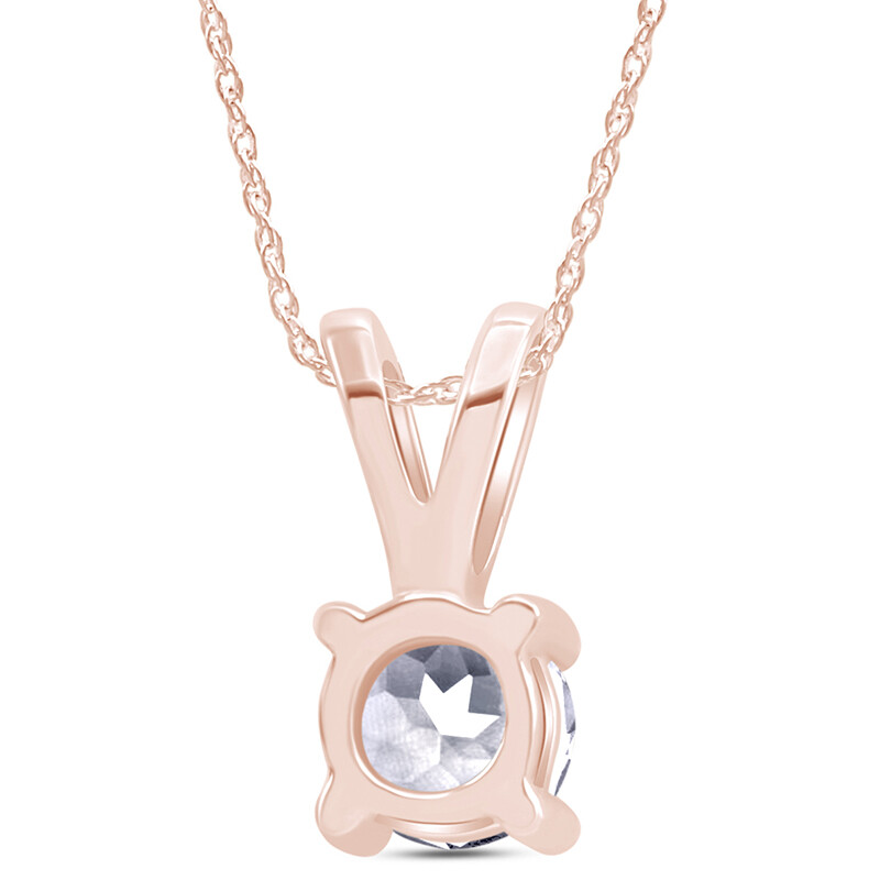 0.35 Ct Simulated Diamond 14K Rose Gold Plated Solitaire Pendant Necklace 18″