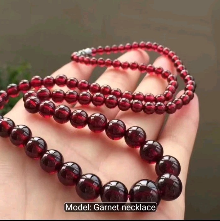Blood Red Natural Stone Beaded Necklace ~ 50cm – 19.7 Inch