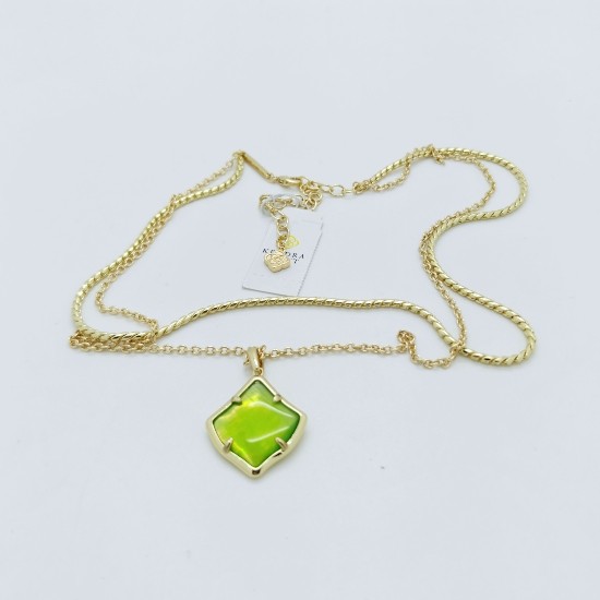 New Kendra Scott Joelle Gold Multi Strand Necklace in Chartreuse Green