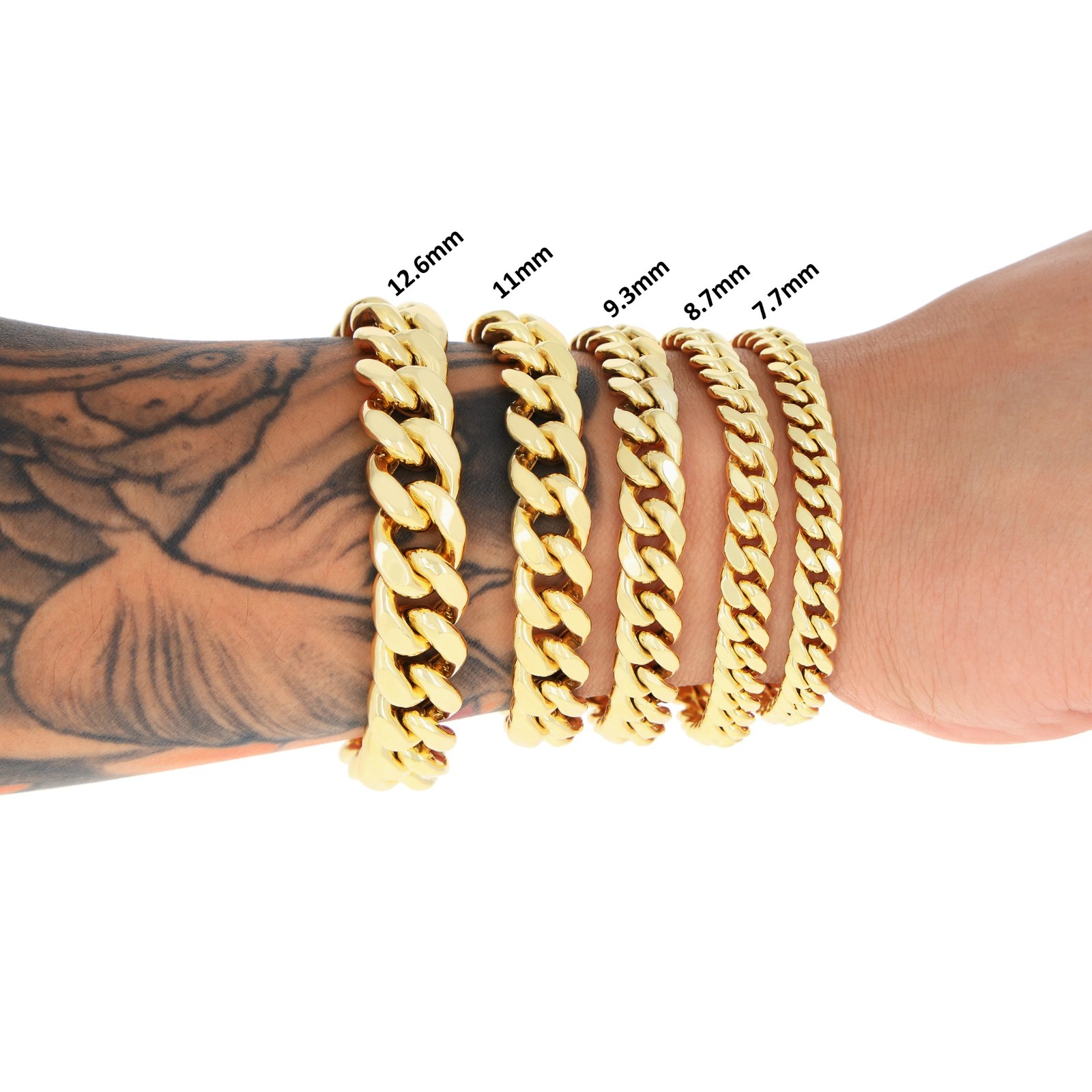 14K Real Yellow Gold 3mm-12.6mm Miami Cuban Lightweight Chain Necklace Bracelet