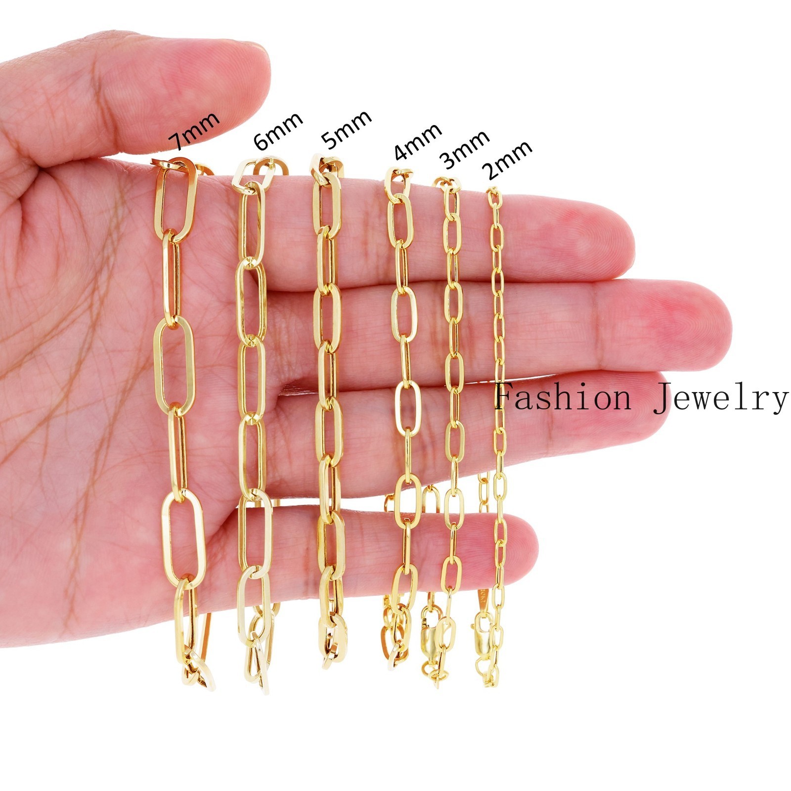 14k Yellow Gold Paperclip 2mm-7mm Chain Cable Rolo Bracelet Mens Womens 7″ – 8″