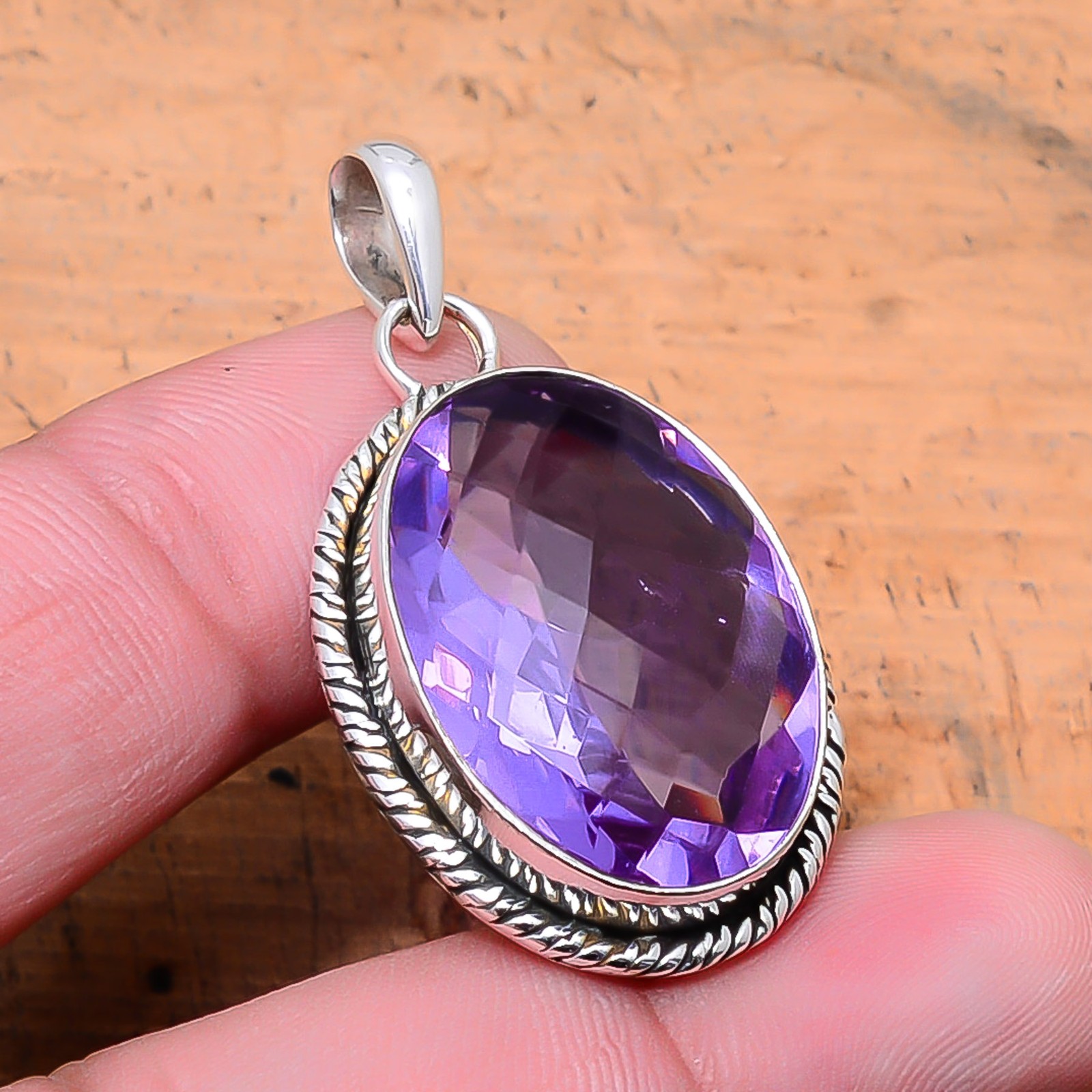 Colour Changing Alexandrite Handmade 925 Sterling Silver Pendant 1.56″ P43