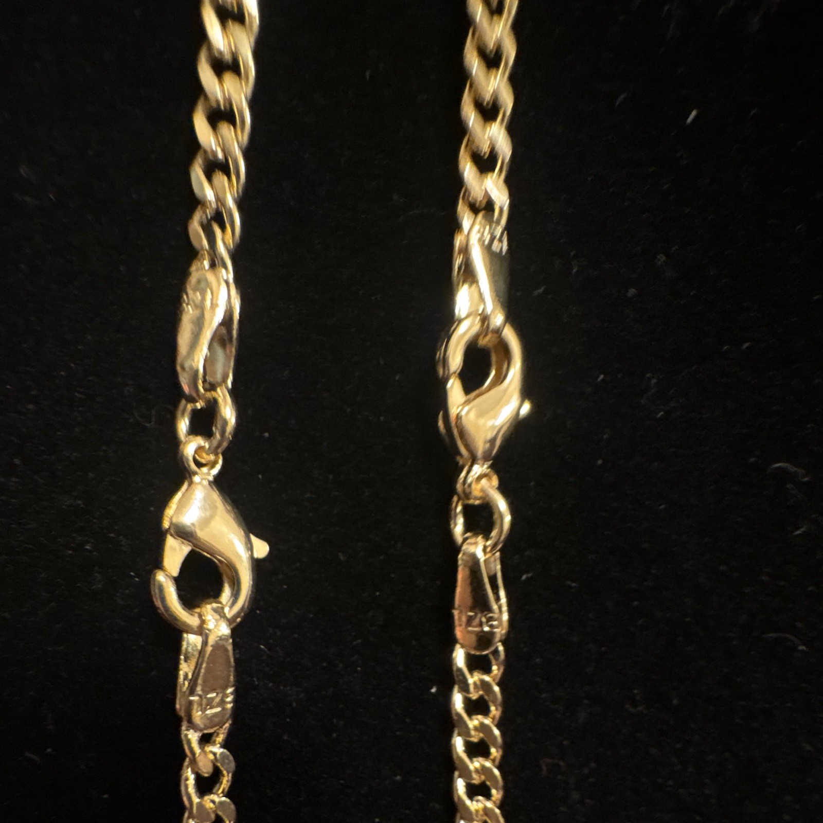 18k BZL GF Curb Link Chain 24”/20” Necklaces and 7.5” bracelet