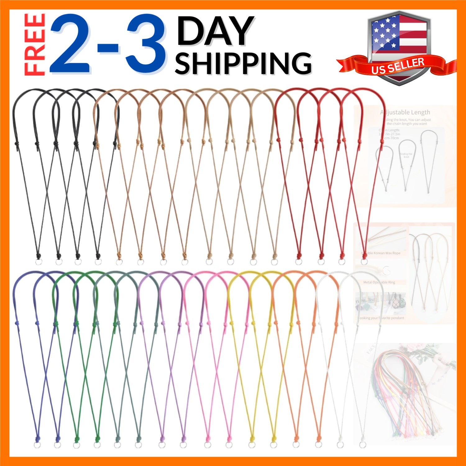 32pcs Handmade Craft Choker Necklace Cord for Pendant Adjustable Knotted with…