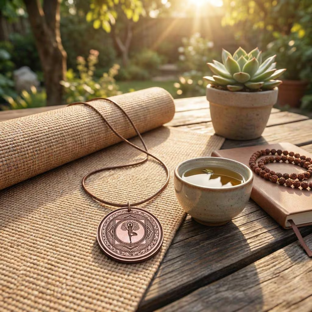 Boho Spiritual Copper Yoga Tree Pose Vrksasana Necklace – Handmade Boho Gift