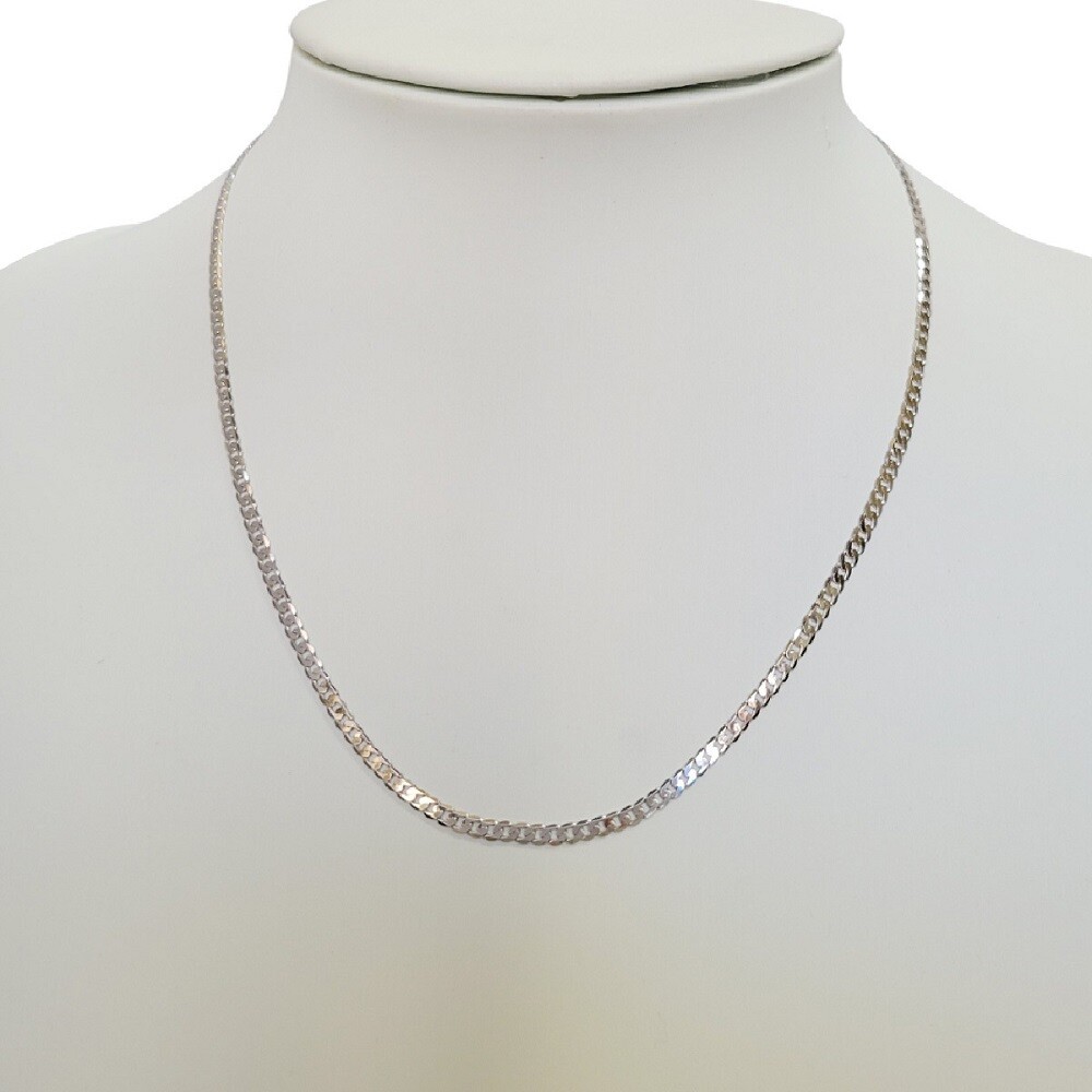 Sterling Silver Rhodium Finish 3mm Cuban Curb Link Chain Necklace, Made in Italy