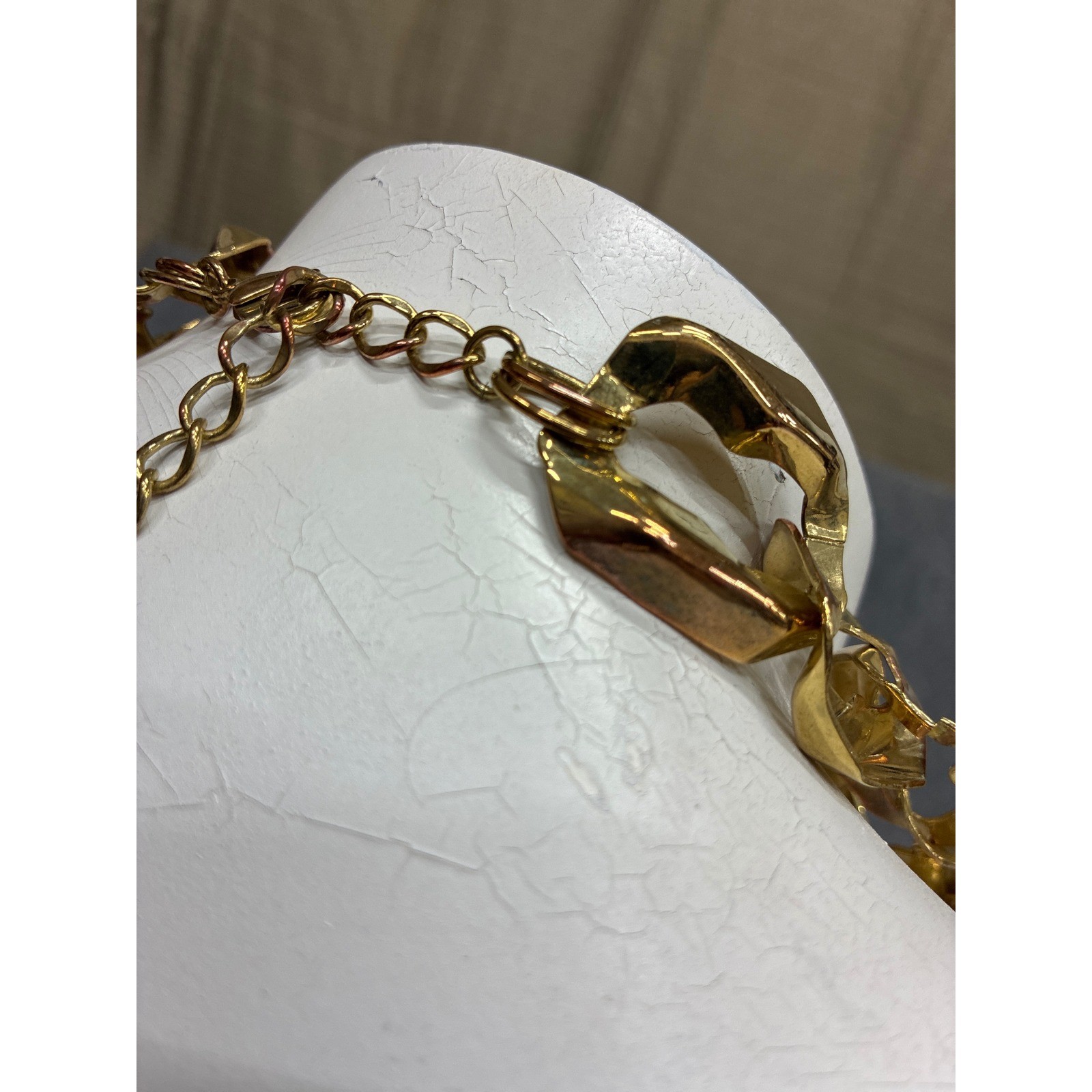 Gold Chunky Chain Statement Necklace Faceted Geometric Oversized Link Adjustable