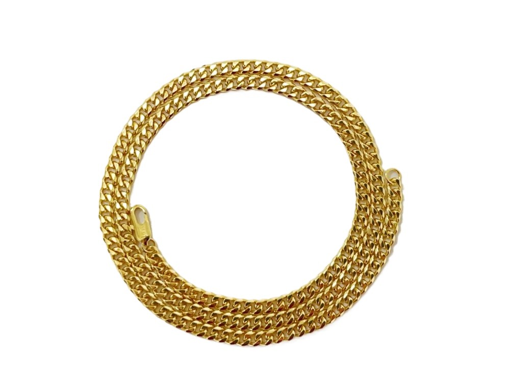 Solid 18K Yellow Gold 4mm Cuban Curb Chain Necklace 22″Italian Made Mens Jewelry