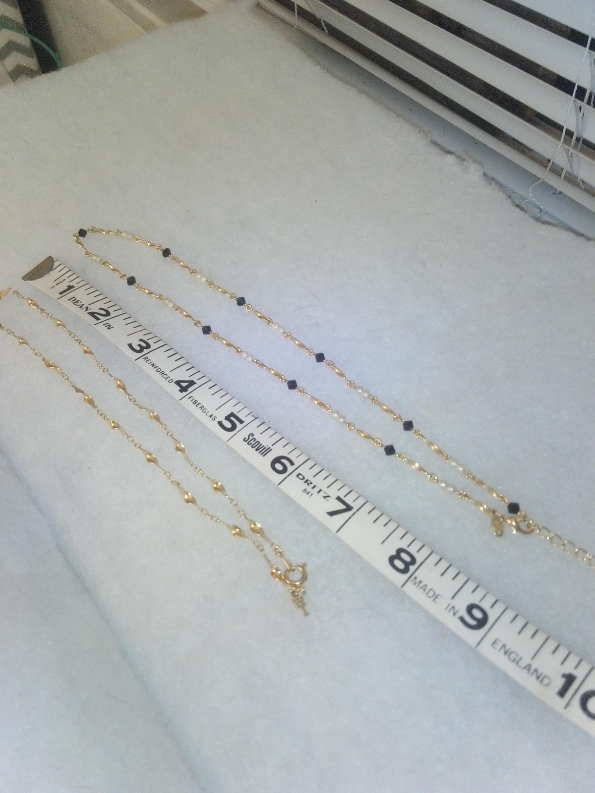 2 necklaces Complement Ea. Other, GTone, 1 with Small Whi Beads & Plastic Oval