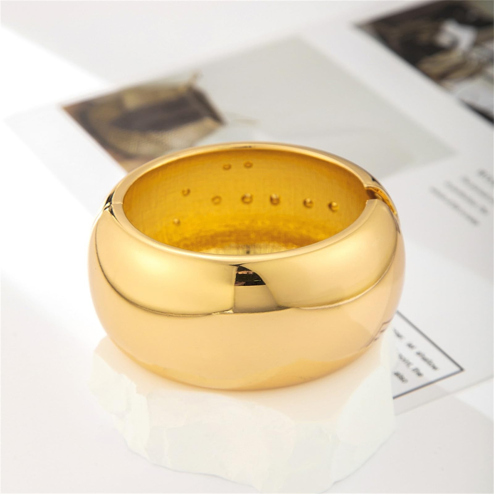 YMBYCM Chunky Gold-plated Bangle Bracelets for Women Trendy Wide Chunky Cuff …