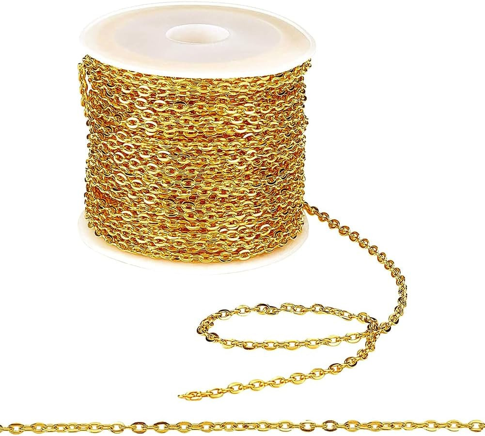 33ft 2.2mm Gold Iron Cable Chain for DIY Jewelry Making