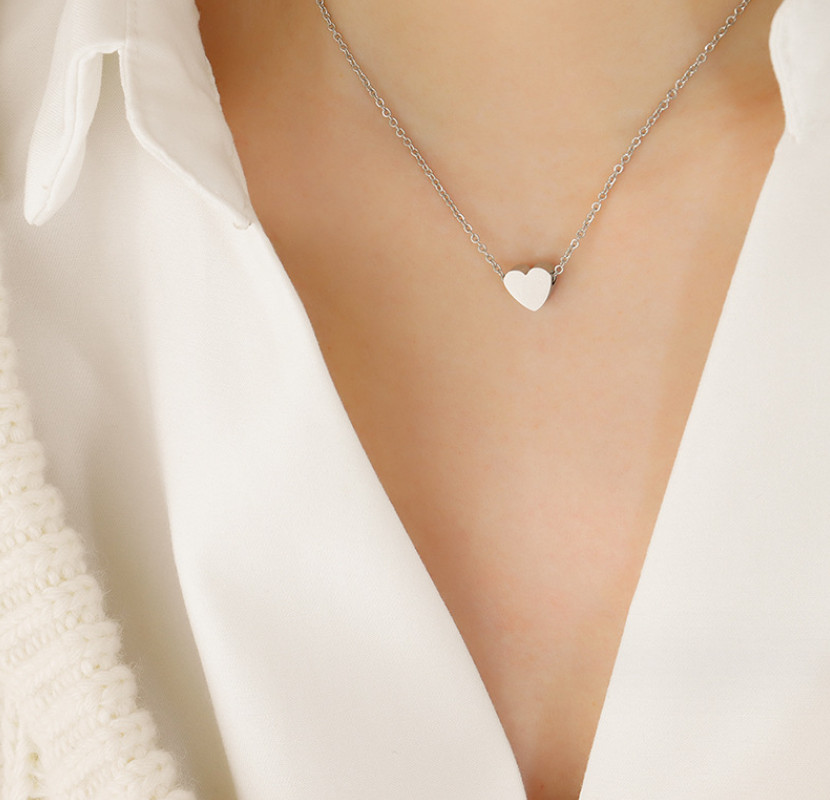 Stainless Steel Silver Gold Heart Charm Pendant Necklace Chain Gift 18-20″ PE44